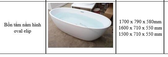 Bồn tắm nằm hình oval elip