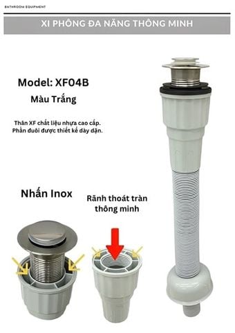 Bộ xả chậu ruột gà nhấn lớn