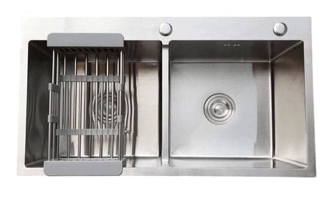 Chậu rửa chén KENDURA đúc 2 hộc 100x50 VIP 304 3li5