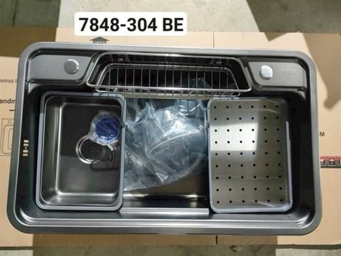 Chậu rửa chén KENDURA 1 hộc 304 bán nguyệt lớn nano đen