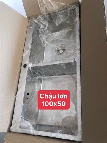 Chậu rửa chén KENDURA đúc 2 hộc 100x50 VIP 304 3li5