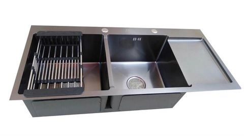 Chậu rửa chén KENDURA 304 đúc 2 hộc 1 bàn nano đen