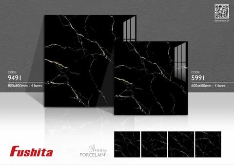 Gạch 60x60 Tasa 5991 Đen chớp vàng