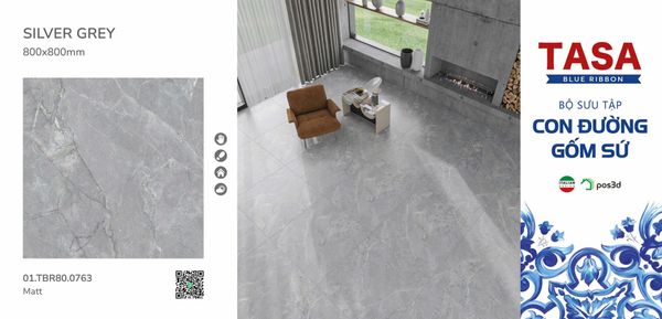 Gạch 80x80 Tasa 01.TBR80.0763 BST Con đường gốm sứ