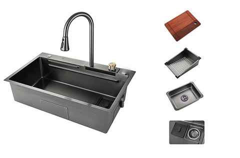 Chậu rửa chén KENDURA 1 hộc liền vòi có dắt dao (KDR-7545IBND_VD-1H)