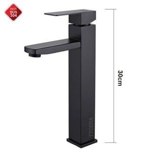 Vòi chậu đặt bàn nóng lạnh KENDURA vuông đen 30cm