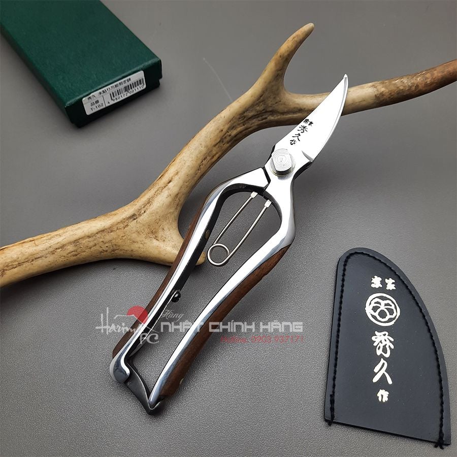 Kéo cắt cành tỉa nụ ốp gỗ TOYAMA HIDEHISA 180mm T-102