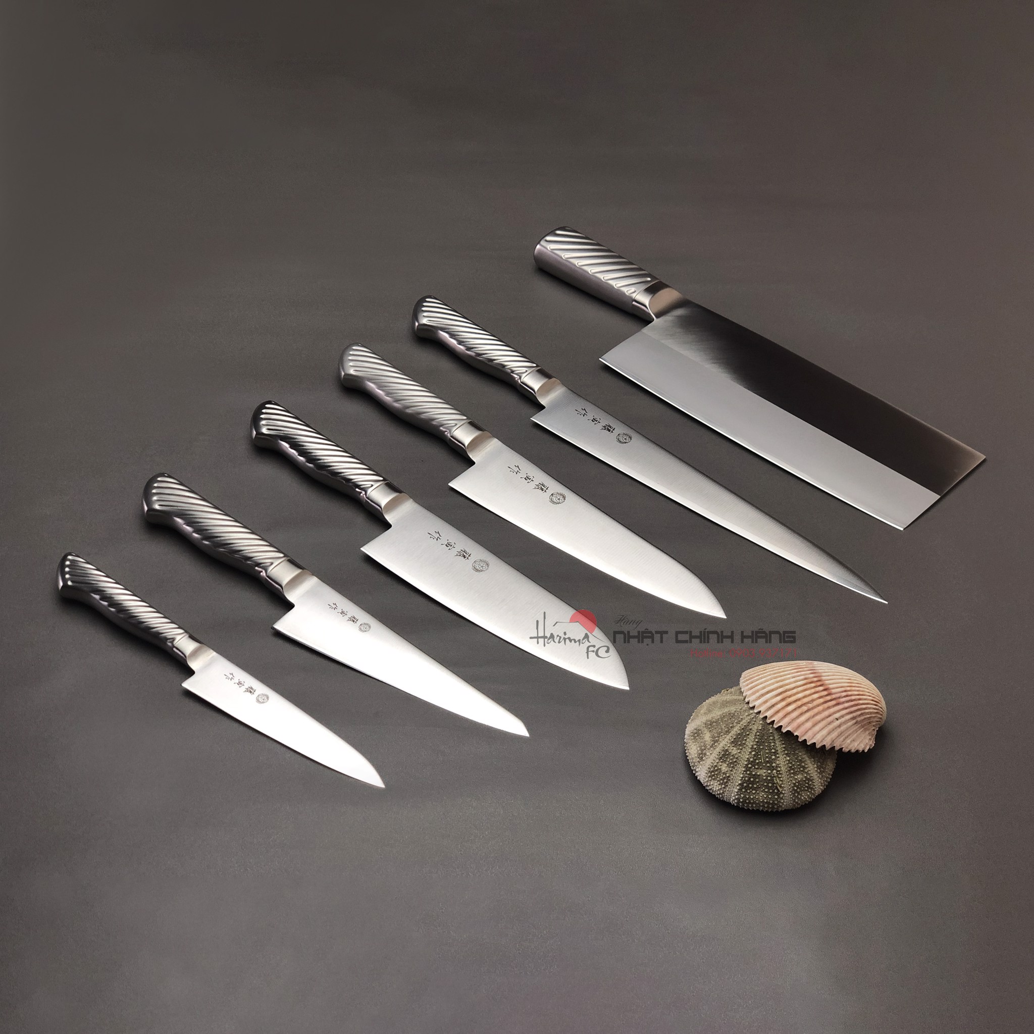 Bộ Dao TOJIRO 6 Món - cán inox - Nhập khẩu Nhật Bản