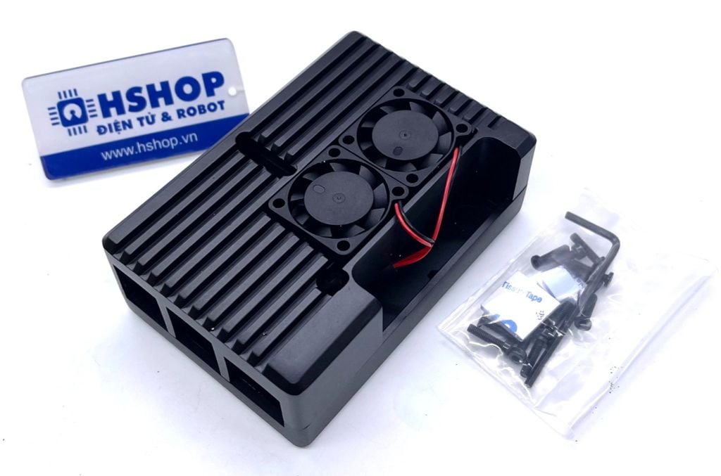 Vỏ nhôm nguyên khối Raspberry Pi 4 Aluminium Heatsink Case Dual Fan