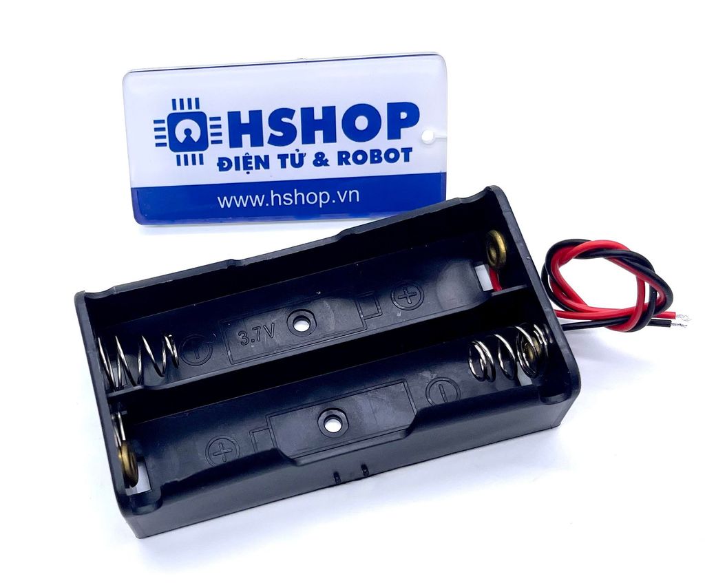 Hộp pin 2 X 18650 Battery Holder chấu lò xo ra dây