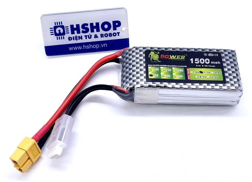 Pin sạc Lipo rechargeable battery Lion Power 11.1VDC 1500mAh 3S 35C XT60