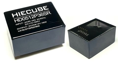 Nguồn xung AC-DC HIECUBE HD0512P36SR 12VDC & 5VDC 36W