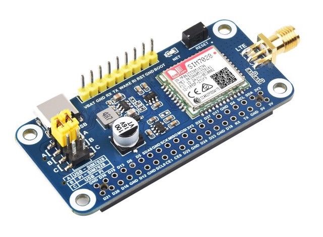 Mạch Waveshare SIM7028 NB-IoT HAT for Raspberry Pi, Supports Global Band NB-IoT Communication
