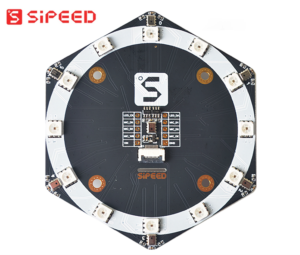 Sipeed 6+1 Mic Array Module, Sound Source Localization, Beamforming, S