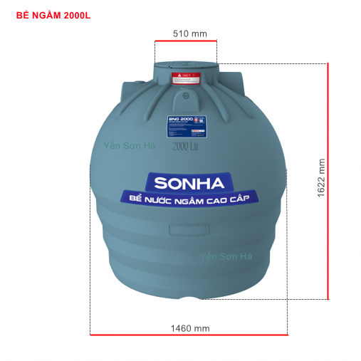 Bể ngầm nhựa Sơn Hà 2000 lít