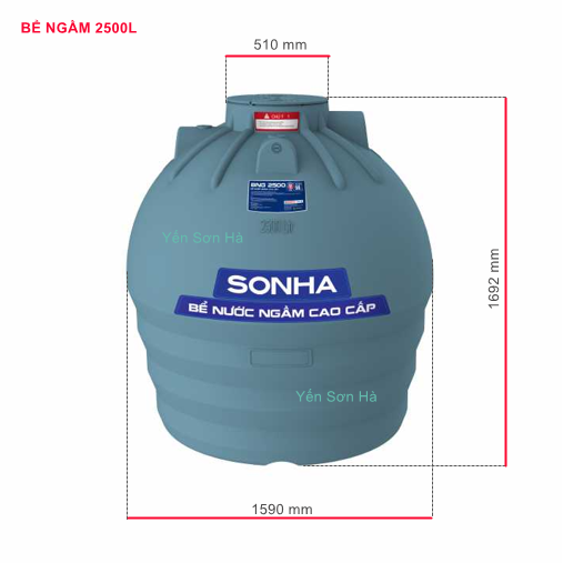 Bể ngầm nhựa Sơn Hà 2500 lít