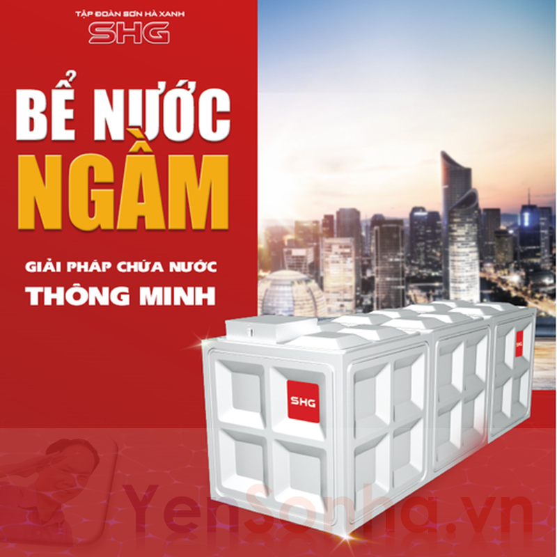 Bể ngầm inox Sơn Hà Xanh SHG 2250L-2475L-2700L-3375L