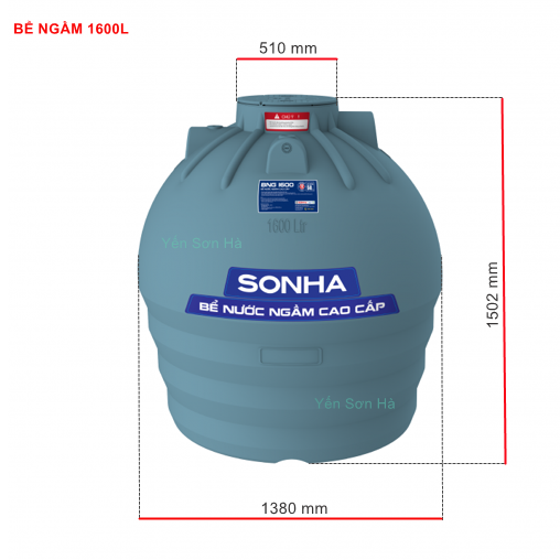 Bể ngầm nhựa Sơn Hà 1600 lít