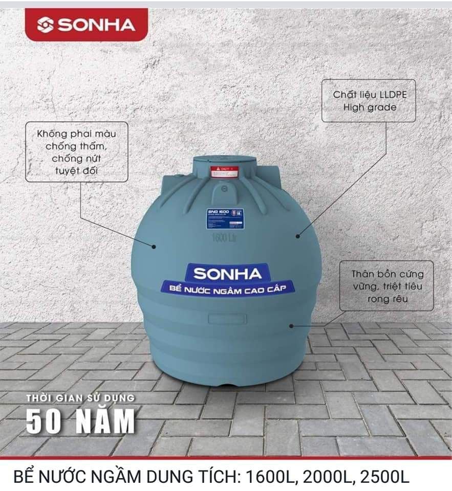 Bể ngầm nhựa Sơn Hà 1600 lít