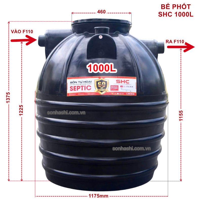 Bể phốt SHC 1000L đứng