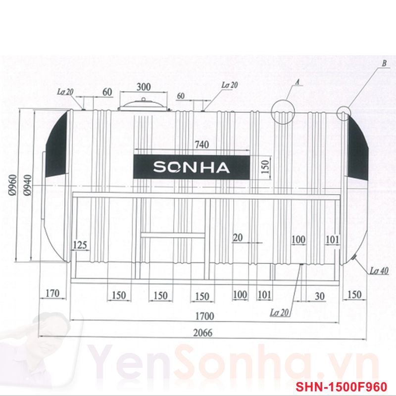 Bồn Nước Sơn Hà 1500L Ngang F960