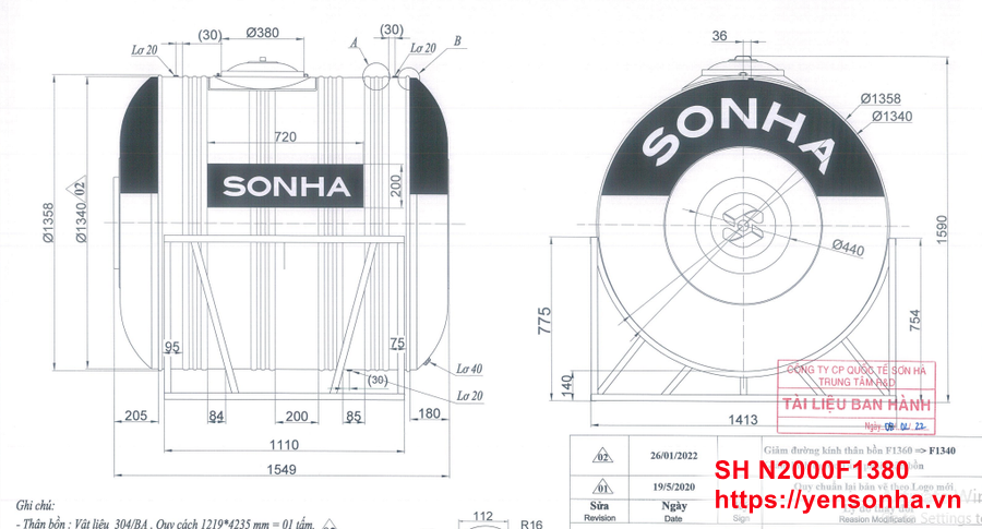 Bồn nước Inox Sơn Hà 2000 lít giá sốc