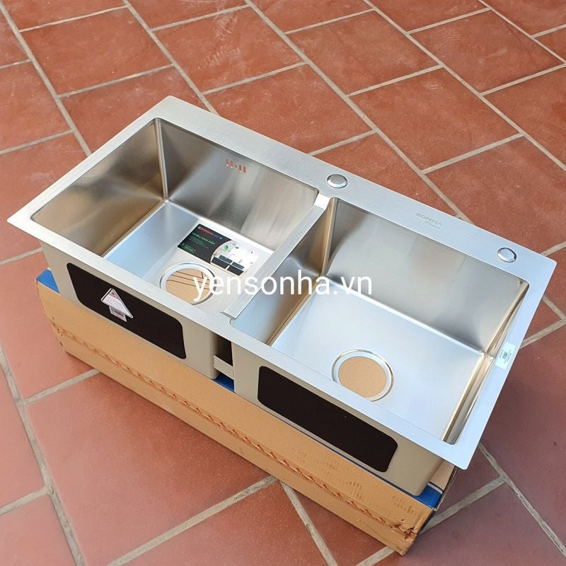 Chậu inox cao cấp Sơn Hà Premium HM.X.2C.82.2.2