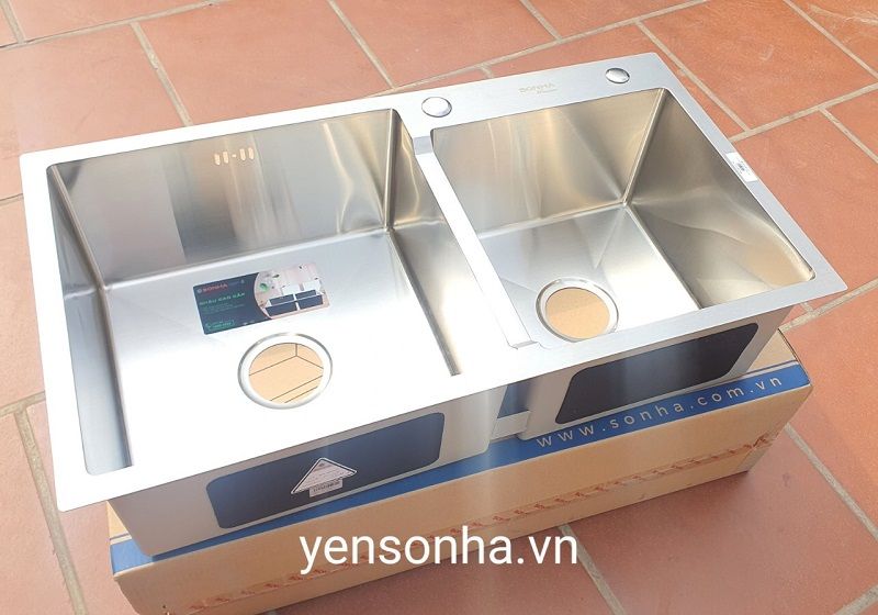Chậu inox cao cấp Sơn Hà Premium HM.X.2C.82.2.2