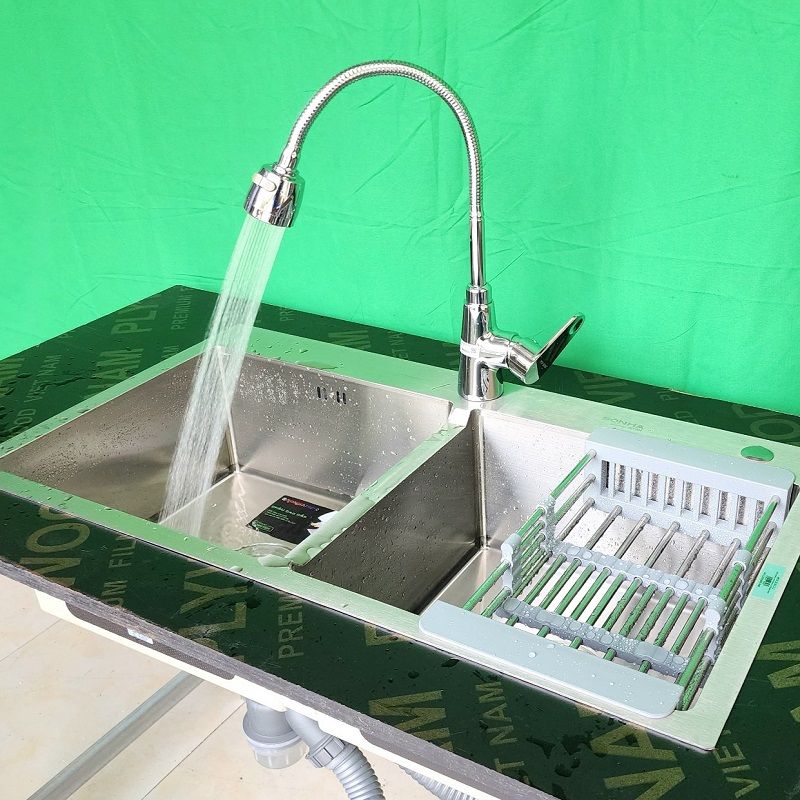 Bộ chậu Luxuyry 2 hố cân và vòi Pop Song VR6002