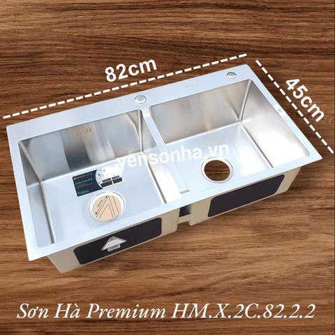 Chậu inox cao cấp Sơn Hà Premium HM.X.2C.82.2.2