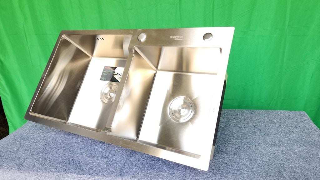 Chậu rửa bát Sơn Hà Premium 2 hố lệch