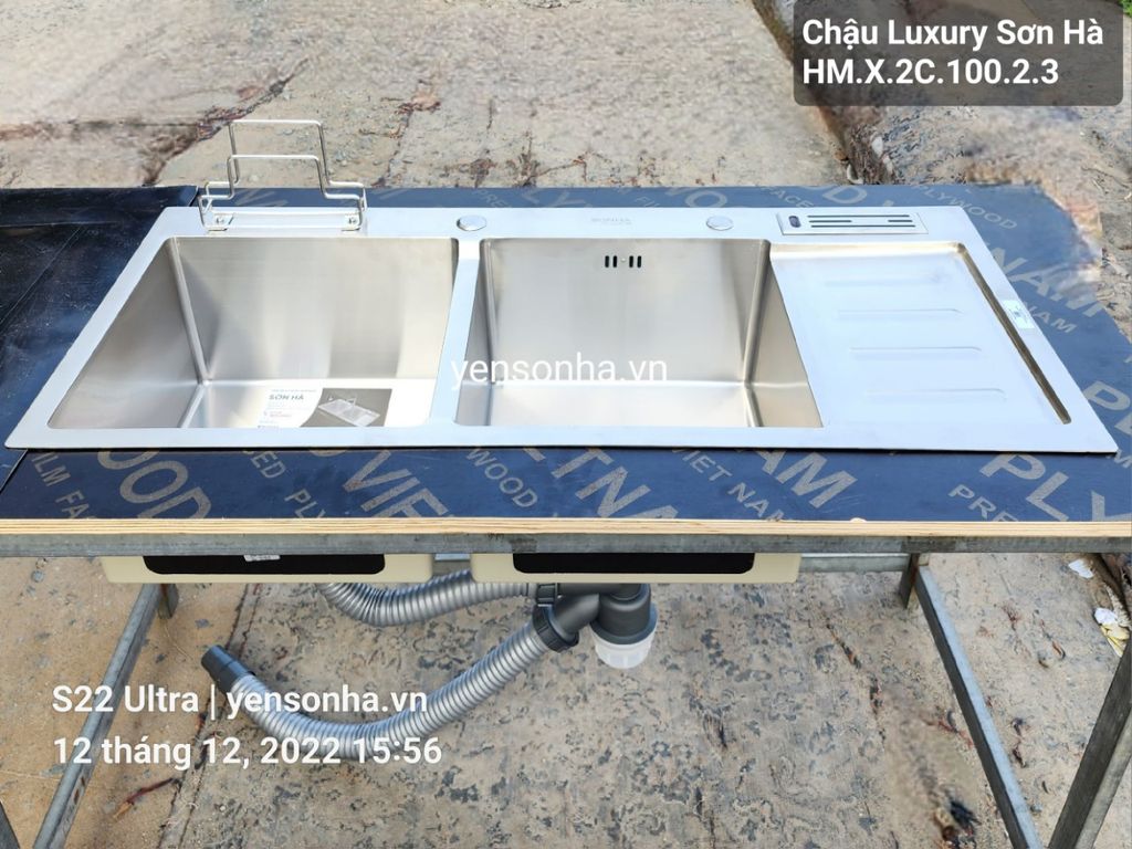 Chậu rửa Luxury Sơn Hà 2 Hố có bàn
