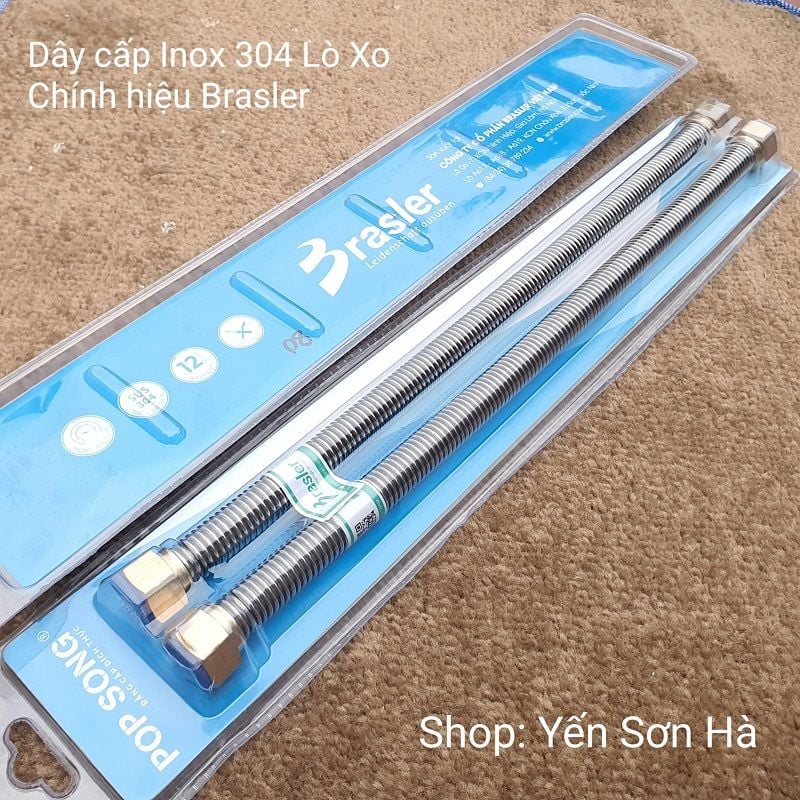 Dây cấp nóng lạnh lò xo inox 304 chính hiệu Brasler