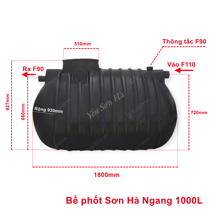 Bể phốt Sơn Hà Ngang 1000L