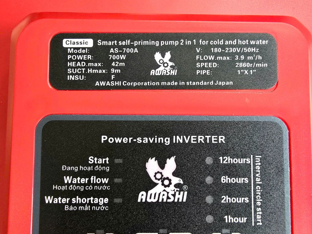 Máy bơm tăng áp 2 trong 1 Awashi 700w
