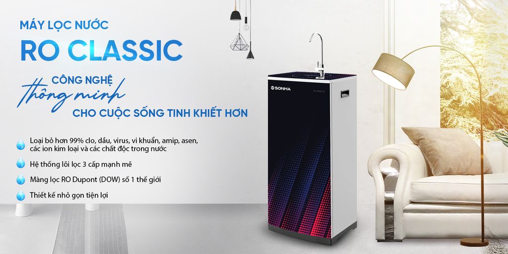 Máy lọc nước RO Sơn Hà Classic 10 lõi lọc có vỏ tủ