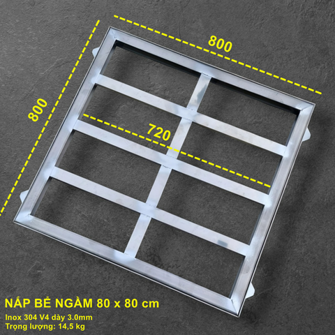 Nắp bể ngầm inox 80x80