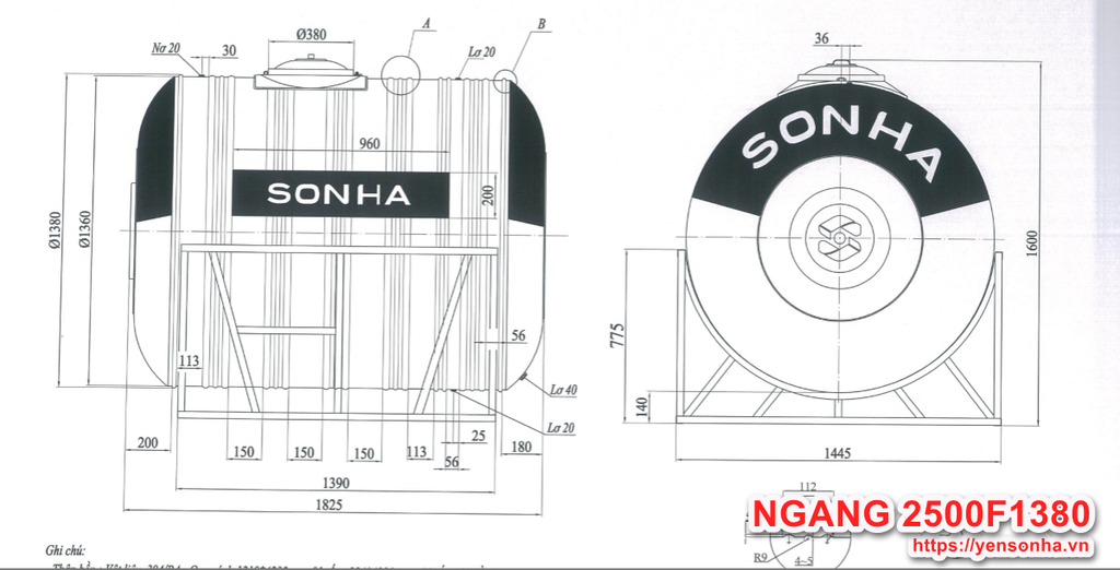 Bồn Nước Sơn Hà 3000L Ngang F1380
