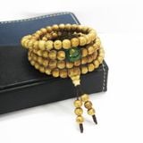  Chuỗi Trầm hương 108 hạt 6ly mix đá khắc chú Omani & Chú Đại Bi VHT240726 