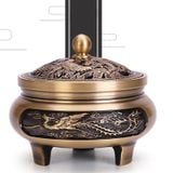  Lư Đỉnh Đồng Trạm Khắc Hoa Văn 3 Chân - DCN111 