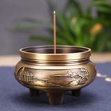  Lư Đỉnh Đồng Trạm Khắc Hoa Văn 3 Chân - DCN111 