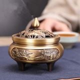  Lư Đỉnh Đồng Trạm Khắc Hoa Văn 3 Chân - DCN111 