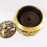  Lư Đỉnh Đồng Trạm Khắc Hoa Văn (có đế đồng) - DCN102 
