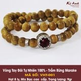  Vòng Tay Trầm Hương Đôi  Mix Bạc -VHT001 