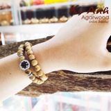  Vòng Tay Trầm Hương Đôi  Mix Bạc -VHT001 