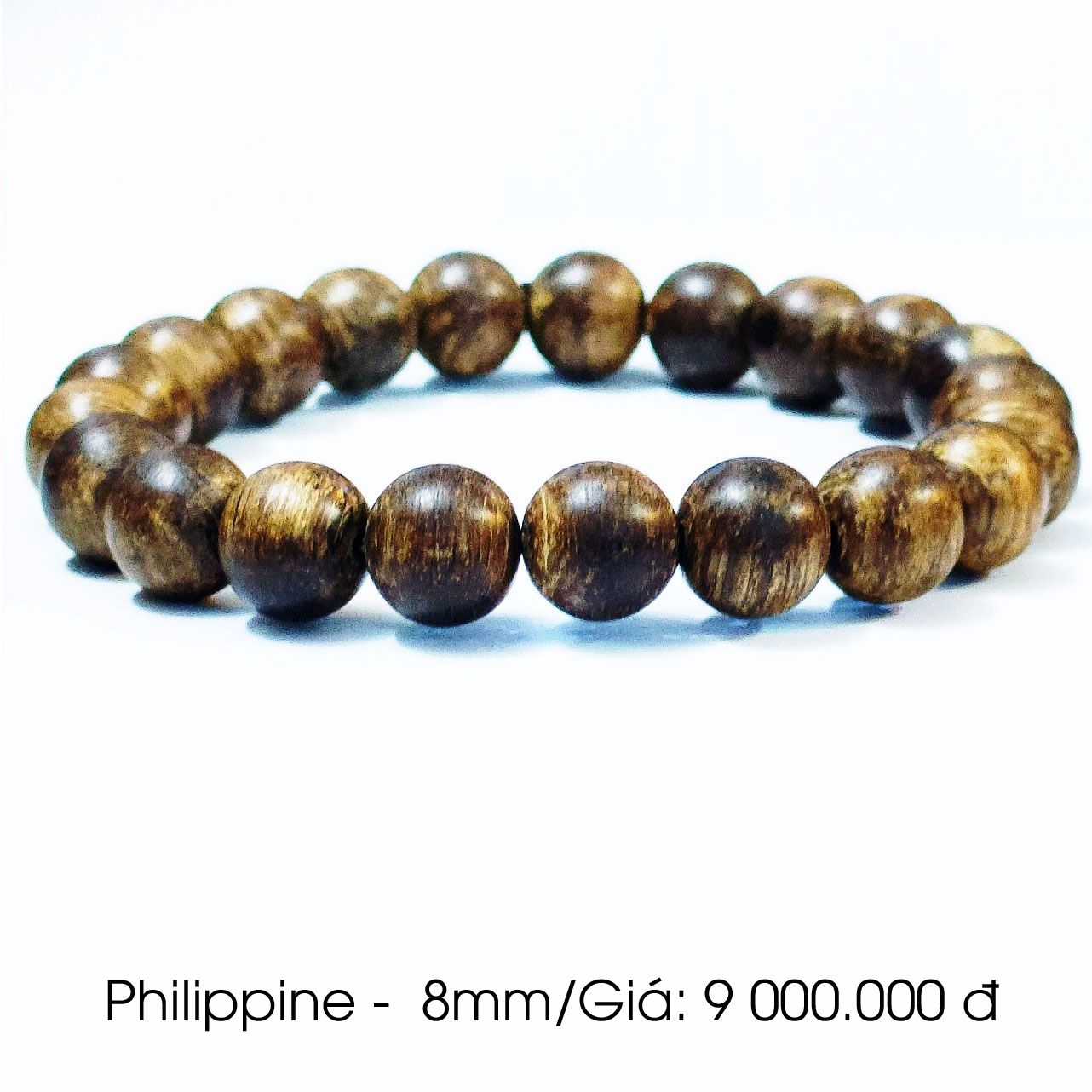 Vòng tay Trầm Hương Philippine 8mm tròn trơn - VHT029