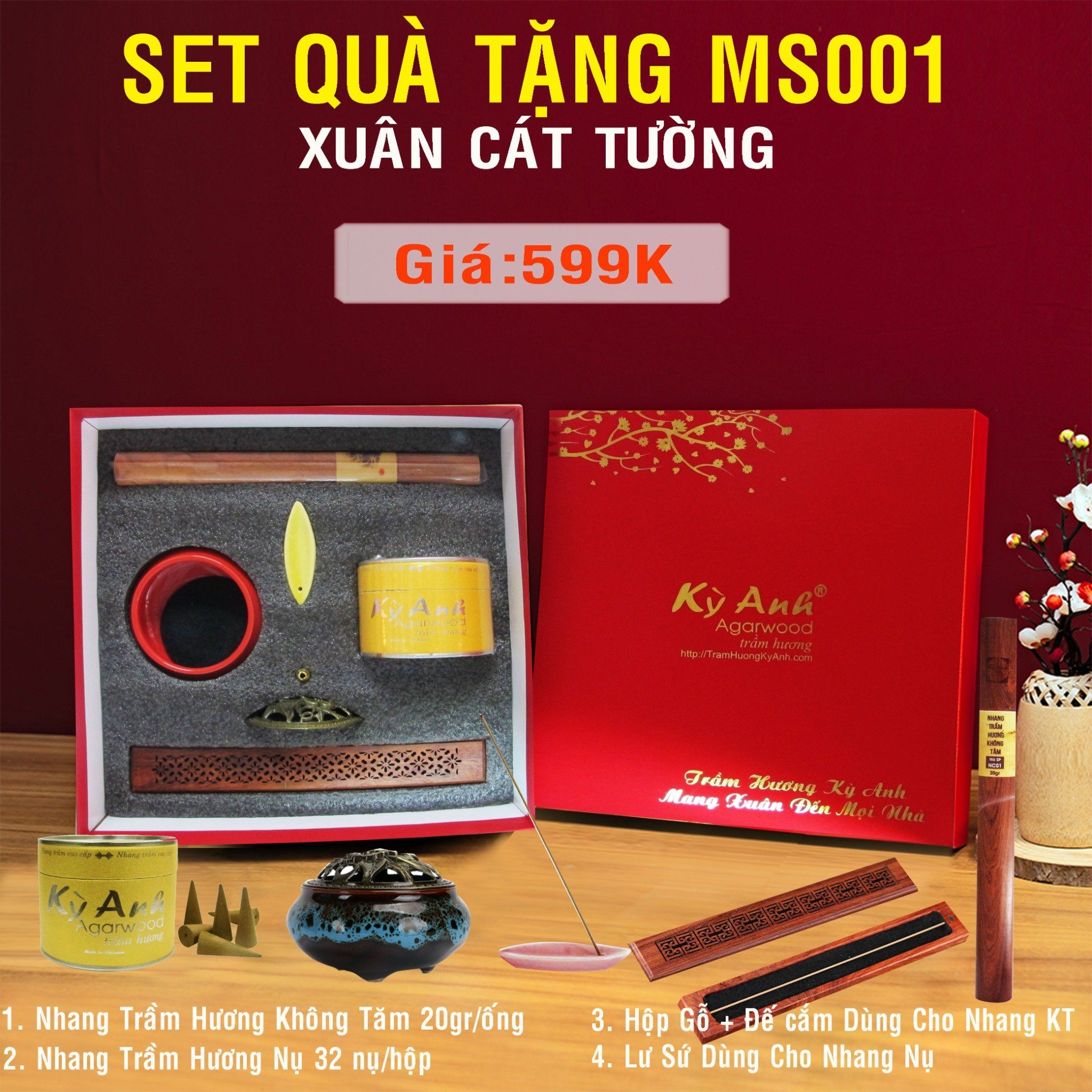  Combo Quà Tặng Tết Trầm Hương Xuân Cát Tường - MS001 