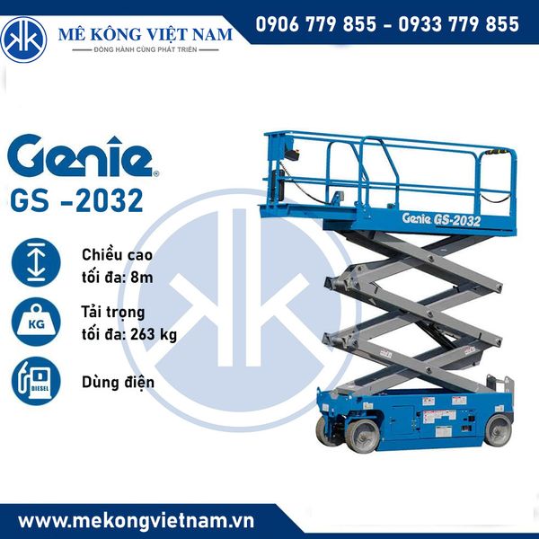 Xe nâng người cắt kéo 8m làm việc Genie 2032