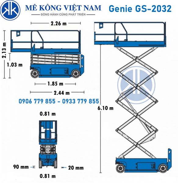 Xe nâng người cắt kéo 8m làm việc Genie 2032