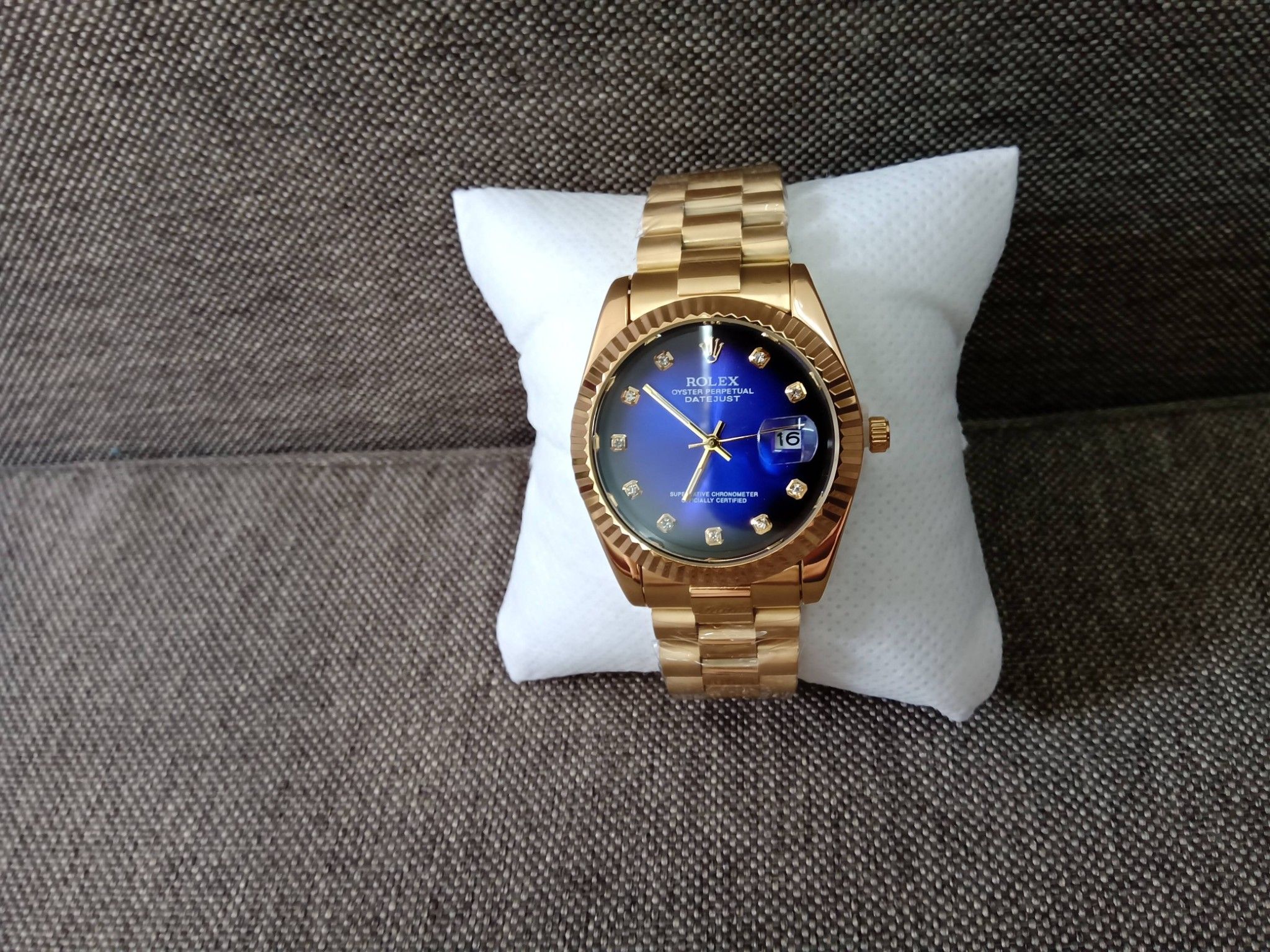 Đồng hồ Rolex nam mạ vàng, mặt xanh, size 38mm, máy nhật
